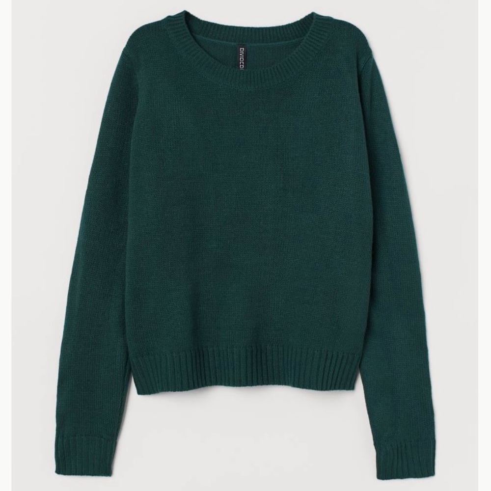 H&M Divided Fall Winter Forest Green Long Sleeves Sweater Top Women's Size XS